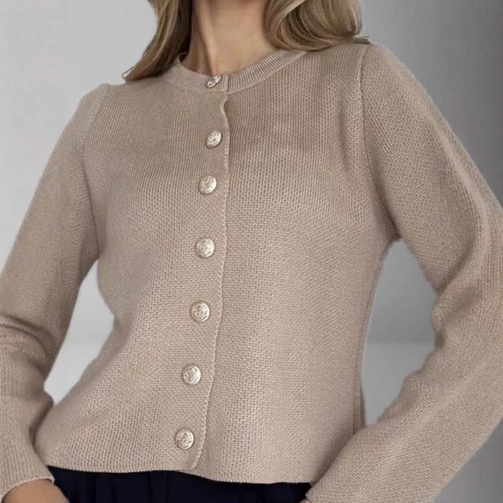 Autumn And Winter New Cross-Border Long-Sleeved Single-Breasted Knitted Cardigan European And American Pure Color Casual Versatile Sweater Jacket For Women