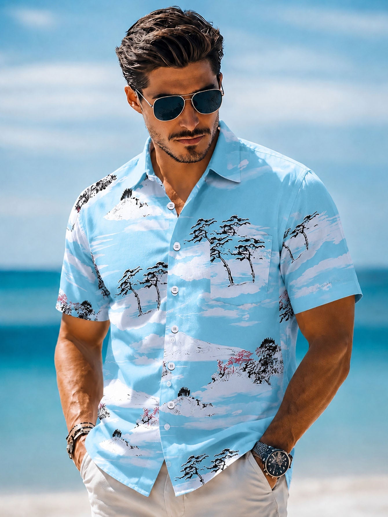 Men's Casual Hawaiian Shirt,Vibrant Prints Perfect For Holiday, Outdoor, And Parties