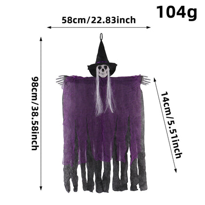 Halloween Skull Witch Hanging Ornament - Scary Holiday Party Home Decor Pendant
