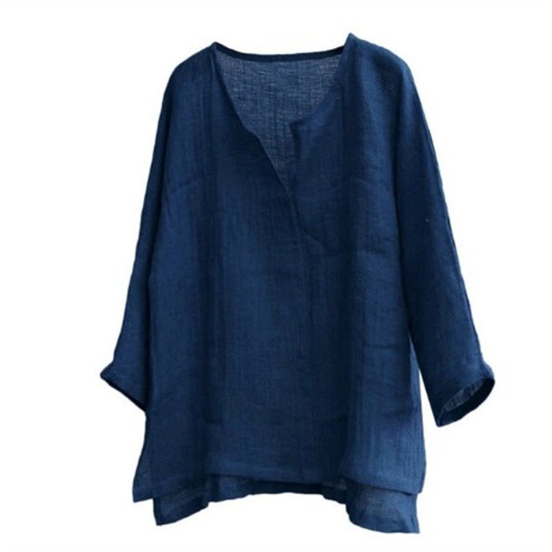 Chinese Style V-neck Men's Long-sleeved Shirt