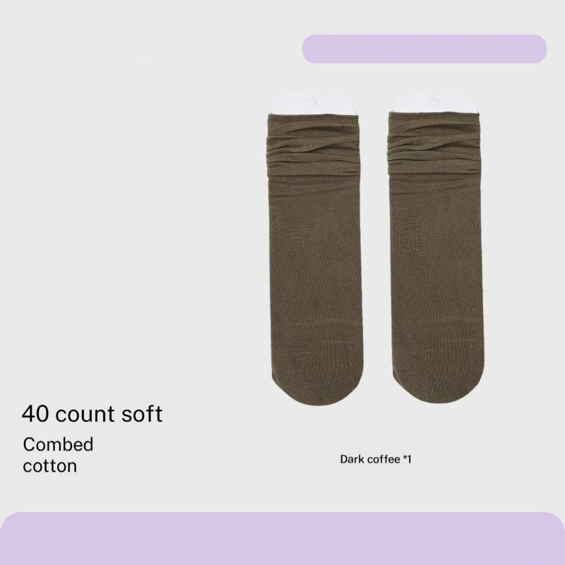 Combed Cotton Sweat-absorbent Deodorant Solid-color Knee-high Socks