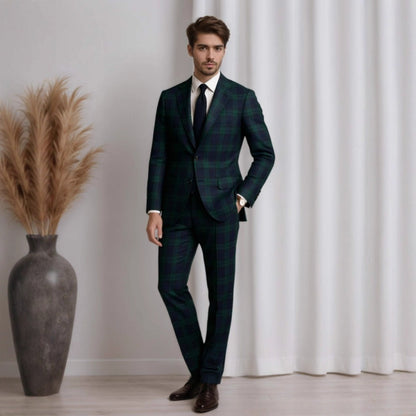 European And American Plaid Suit Set For Men Designer Crafted