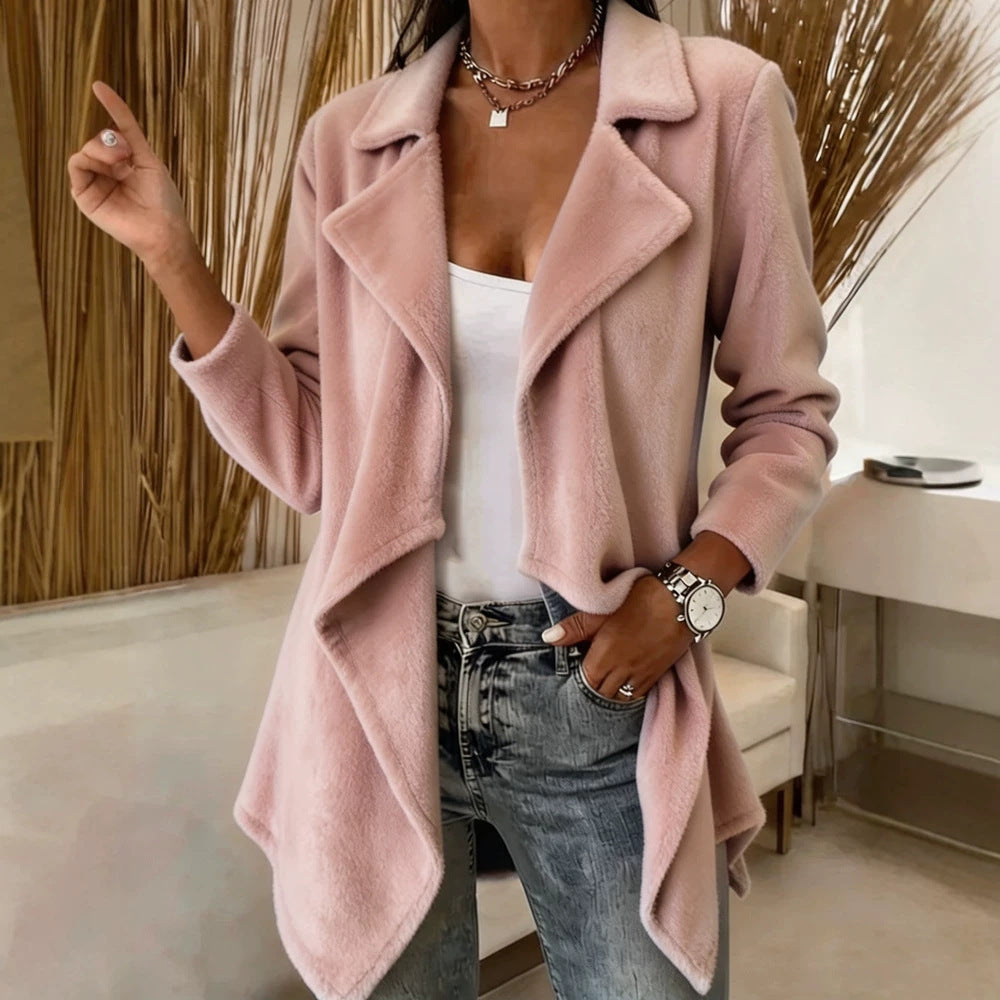 Womens Casual Long-sleeve Wool Cardigan Coat