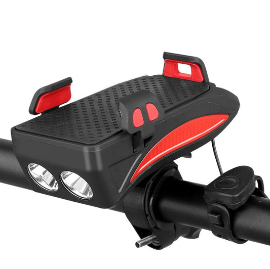 Bike Phone Holder with Charger, Bell, and Light