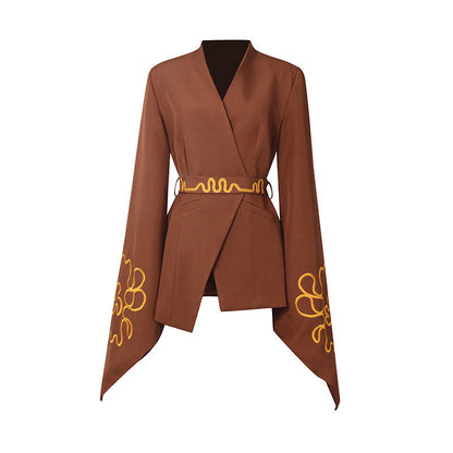 New Stylish Classy And Elegant Embroidered Slim-fit Blazer With Flared Sleeves For Women High-end Sophistication