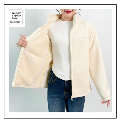 Fleece-lined Heavyweight Polar Fleece Windproof And Warm Stand-collar Jacket