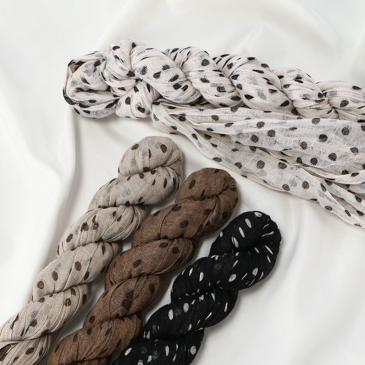 Twisted-pattern Cotton-linen Long Scarf Womens Outerwear Shawl