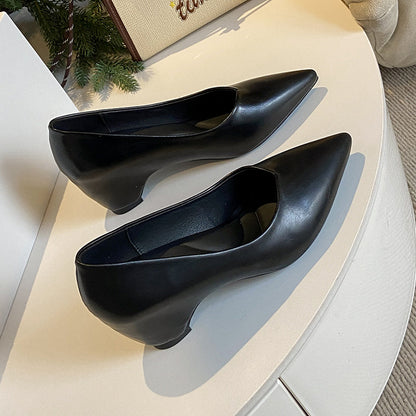 Pointed Toe Low Cut Pumps For Women 2026 Spring New Wedge Hidden Heel Simple Slip On Commute Work Shoes