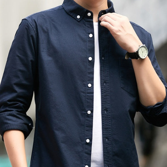 Oxford Cotton Shirt Long Sleeves Business-casual Style