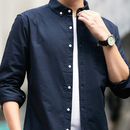 Oxford Cotton Shirt Long Sleeves Business-casual Style