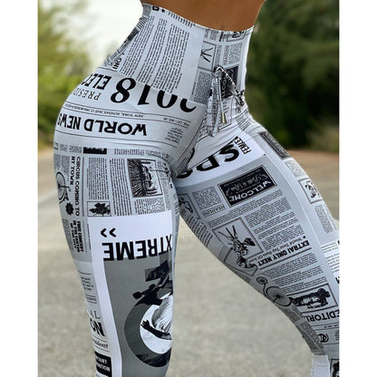 European And American Fashion News Times Digital Printed High Waist Stretch Yoga Pants Running Pants Leggings Slim Fit