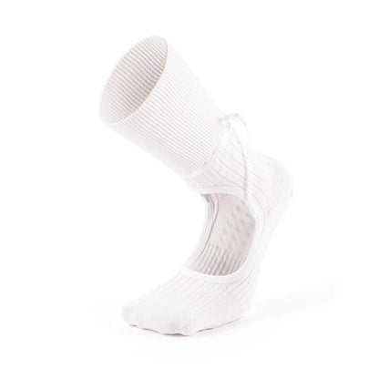 Ballet-style Backless Ribbon Yoga Socks With Silicone Non-slip Soles