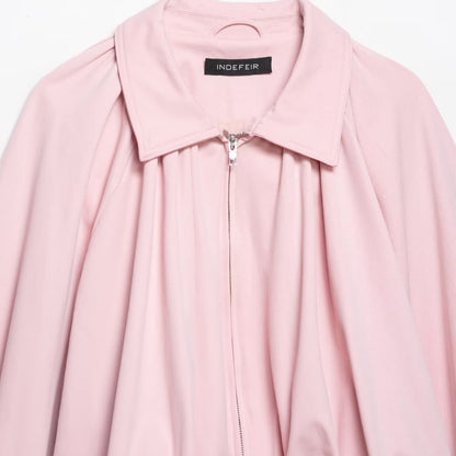 European And American-style Balloon-sleeve Aviator Jacket For Women