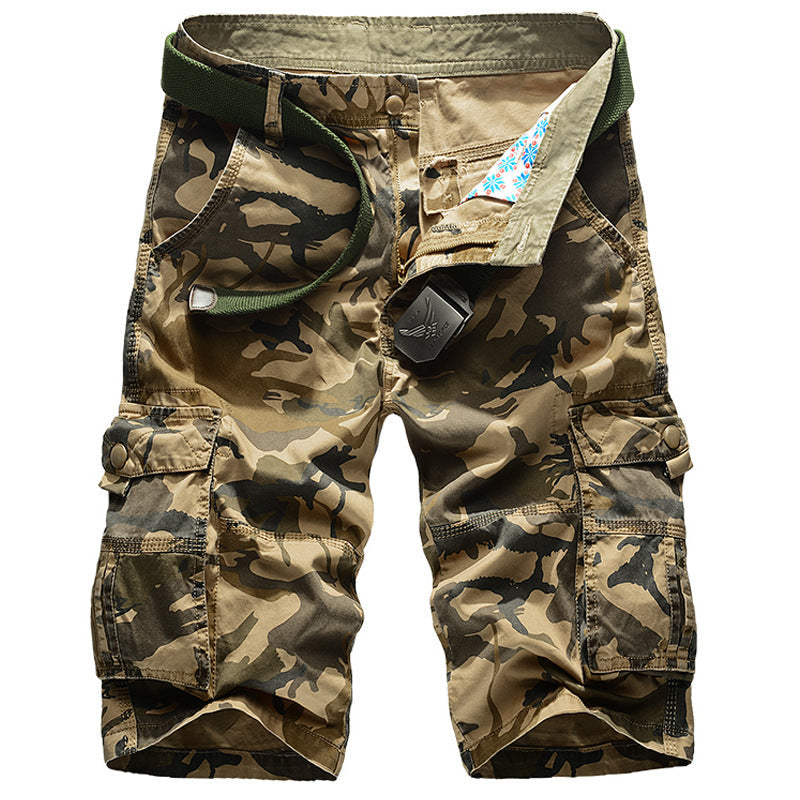 Men Summer Loose Fit Cotton Cargo Shorts Thin Fabric Multi Pocket Camo Bermuda & Capri Casual Pants