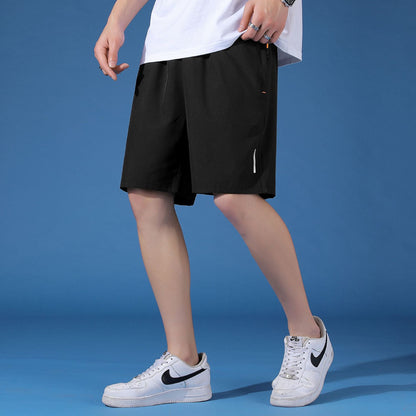 Men Ice Silk QuickDry 5 Inch Sports Casual Beach Shorts
