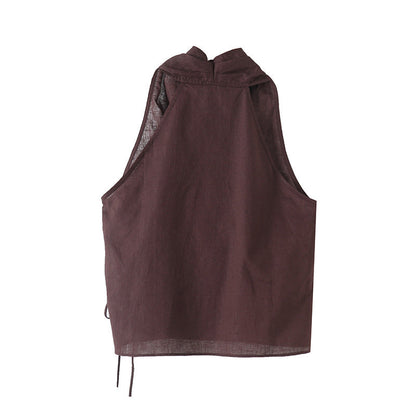 Old-money-style Halter-neck V-neck Sleeveless Top
