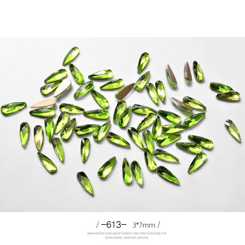 10Pcs Long Water Drop Rhinestone Nail Decor