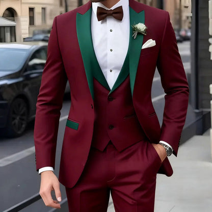 Mens Business Formal Wear Three-Piece Suit