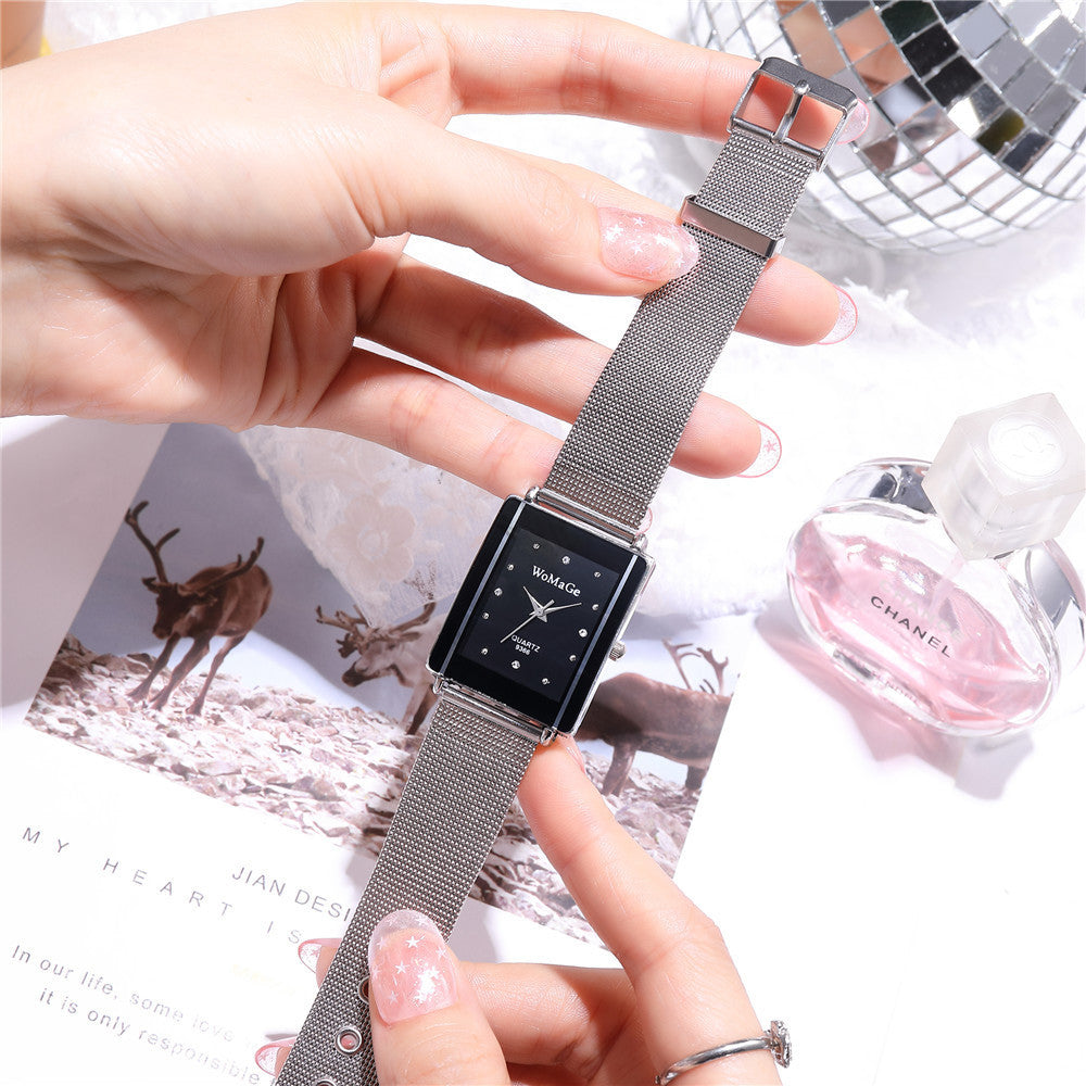 Simple Style Rectangular Dial Couple Watches