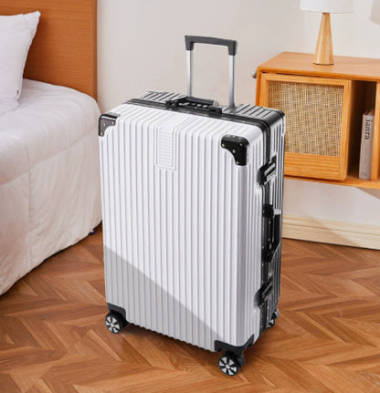 Womens Trolley Suitcase Large Capacity Durable Leather With A Lock And Zipper