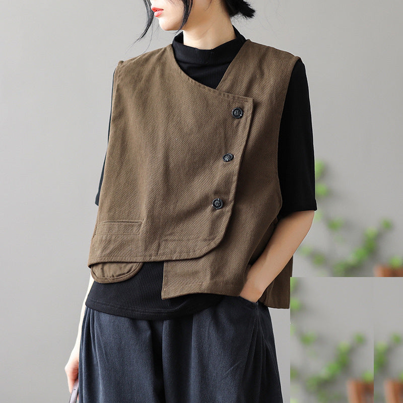 Retro Womens Vest Casual Jacket