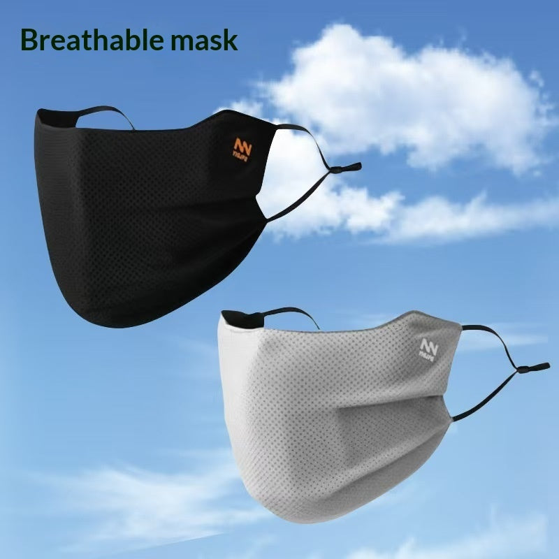 Mens Sun-Protective Breathable Cycling Mask In Cool Silk Fabric With Eye-Covering Design Washable