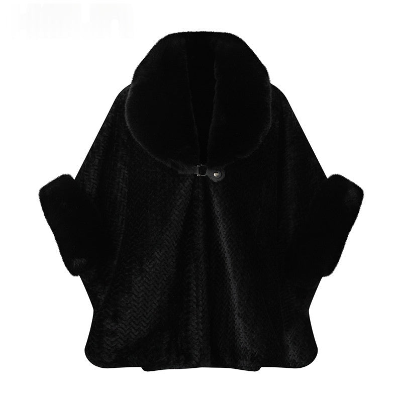 Solid-color Large Fur-collar Shawl
