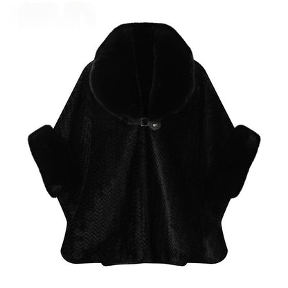Solid-color Large Fur-collar Shawl