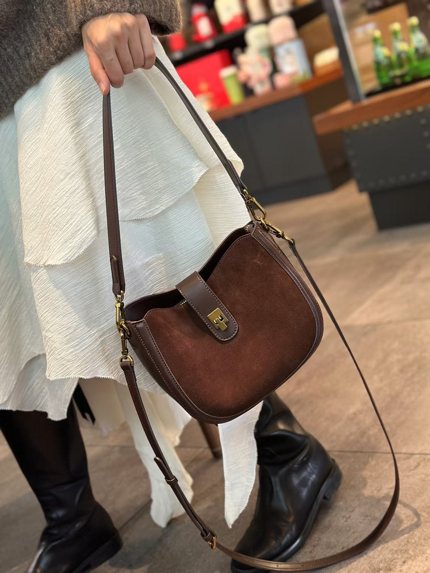 Soft First-layer Cowhide Shoulder And Crossbody Bag