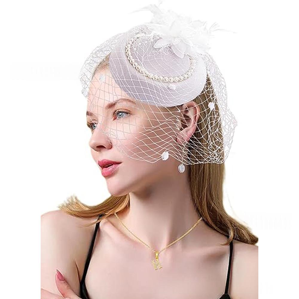 Retro Tulle Hat With Flowers For The Stage