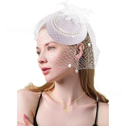 Retro Tulle Hat With Flowers For The Stage
