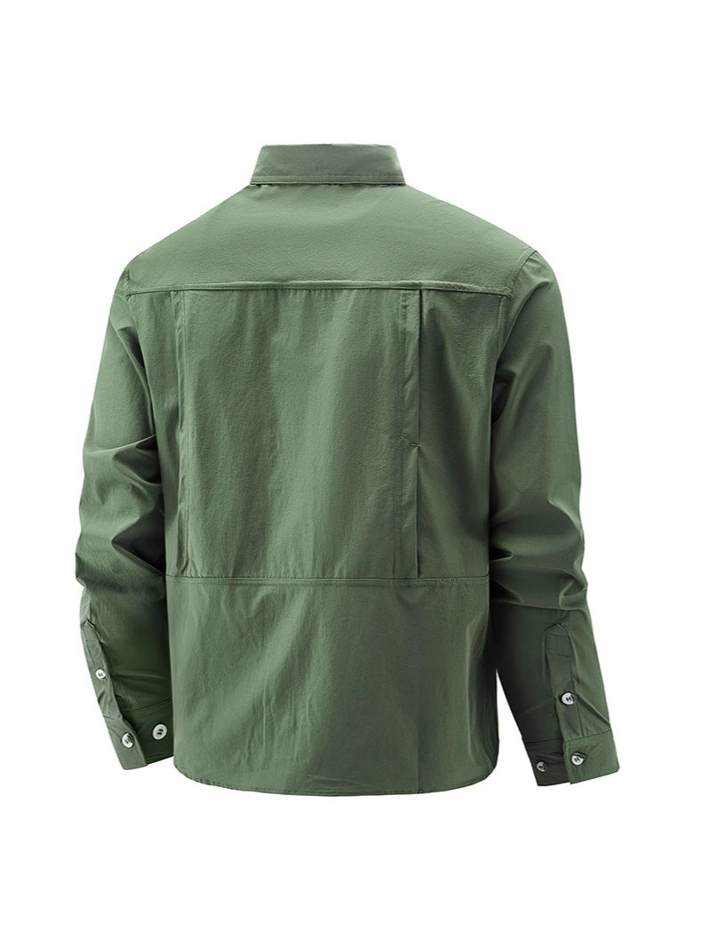 Mens Stretch Quick-Drying Long-Sleeve Shirt
