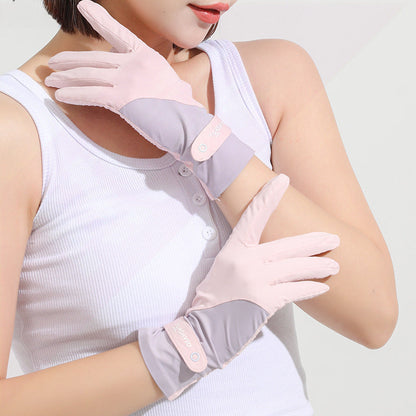 Sunscreen For Women Summer Ice-Feel Two-Finger Cut UV-Protective Thin Gloves