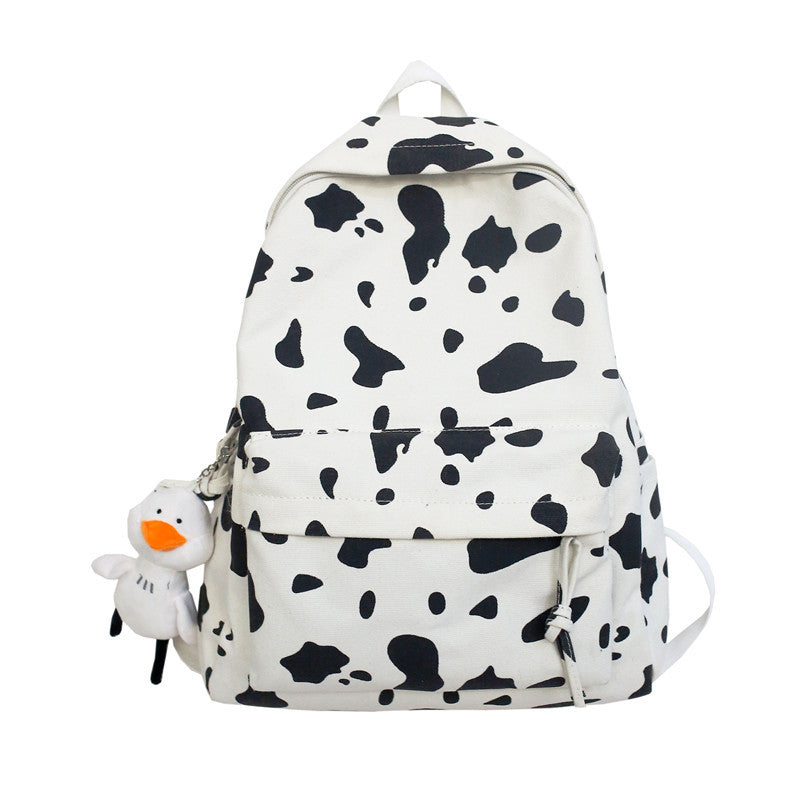 Cute Milk Cow Print Women's Backpack Canvas Travel Women School Bag for Teenage Girls Fashion Backpack