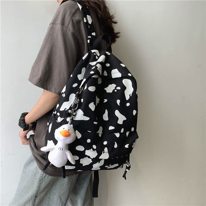 Cute Milk Cow Print Women's Backpack Canvas Travel Women School Bag for Teenage Girls Fashion Backpack