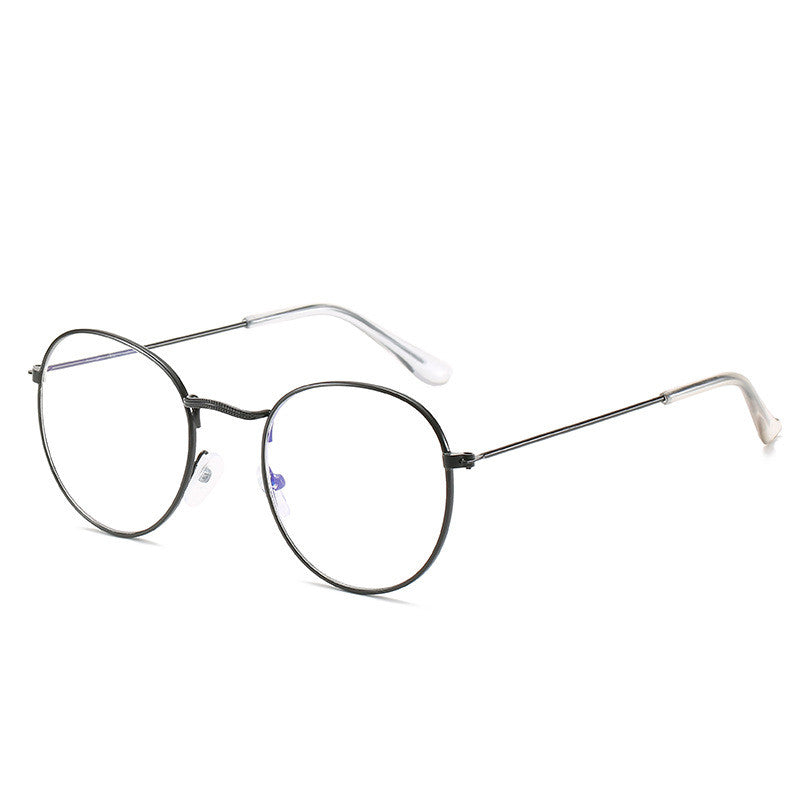 Metal Retro Patterned Glasses Frame Literary Harajuku Round Frame Mirror