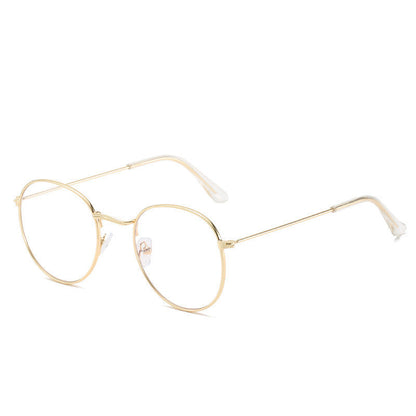 Metal Retro Patterned Glasses Frame Literary Harajuku Round Frame Mirror