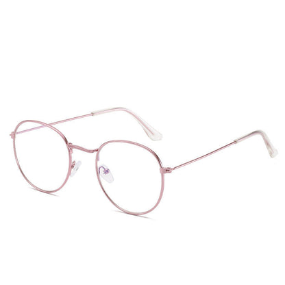 Metal Retro Patterned Glasses Frame Literary Harajuku Round Frame Mirror