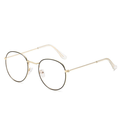 Metal Retro Patterned Glasses Frame Literary Harajuku Round Frame Mirror