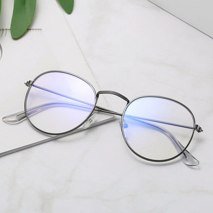 Metal Retro Patterned Glasses Frame Literary Harajuku Round Frame Mirror