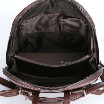 Factory Direct Sales Soft Leather Backpack Women Korean Fashion Wild One-Shoulder Messenger Bag Ladies Retro Stereotyped Backpack
