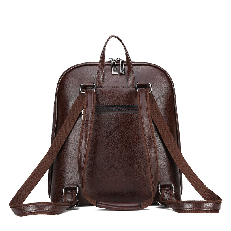Factory Direct Sales Soft Leather Backpack Women Korean Fashion Wild One-Shoulder Messenger Bag Ladies Retro Stereotyped Backpack
