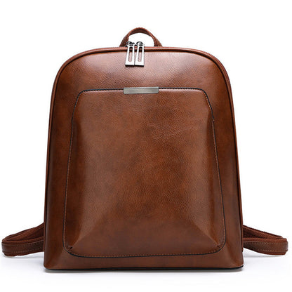 Factory Direct Sales Soft Leather Backpack Women Korean Fashion Wild One-Shoulder Messenger Bag Ladies Retro Stereotyped Backpack