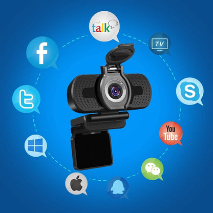 HD 1080P Webcam with Microphone & Privacy Cover – USB Plug & Play Camera