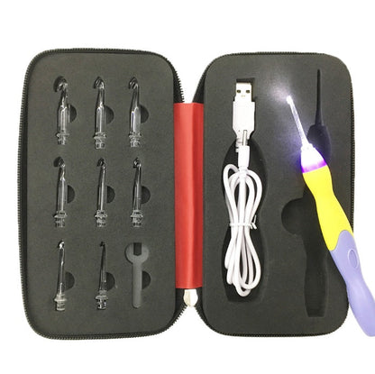 Rechargeable Light Crochet Hook, Interchangeable Needle Set