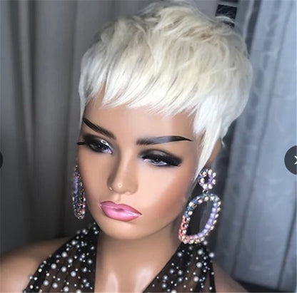 Golden Synthetic Short Straight Hair Wig
