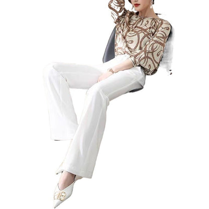 White Wide Leg Pants Women High Waist Korean Loose Wide Leg Straight Leg Pants