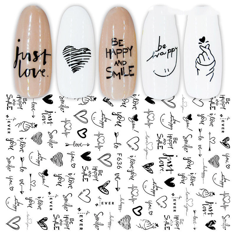 Black and White Rose Nail Decals