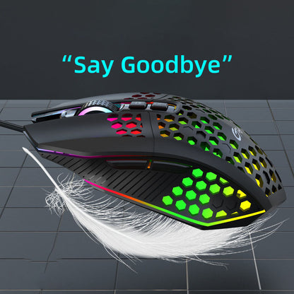X801 Wired Mouse Hole Hollow Luminous Desktop Computer Notebook Office Game Competition 8000Dpi