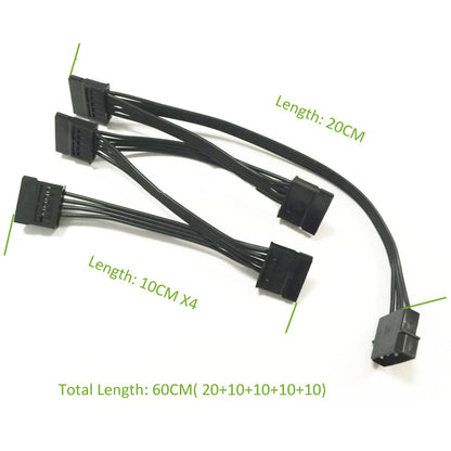 Molex 4pin IDE 1 to 5 SATA 15Pin Hard Drive Power Supply Spl